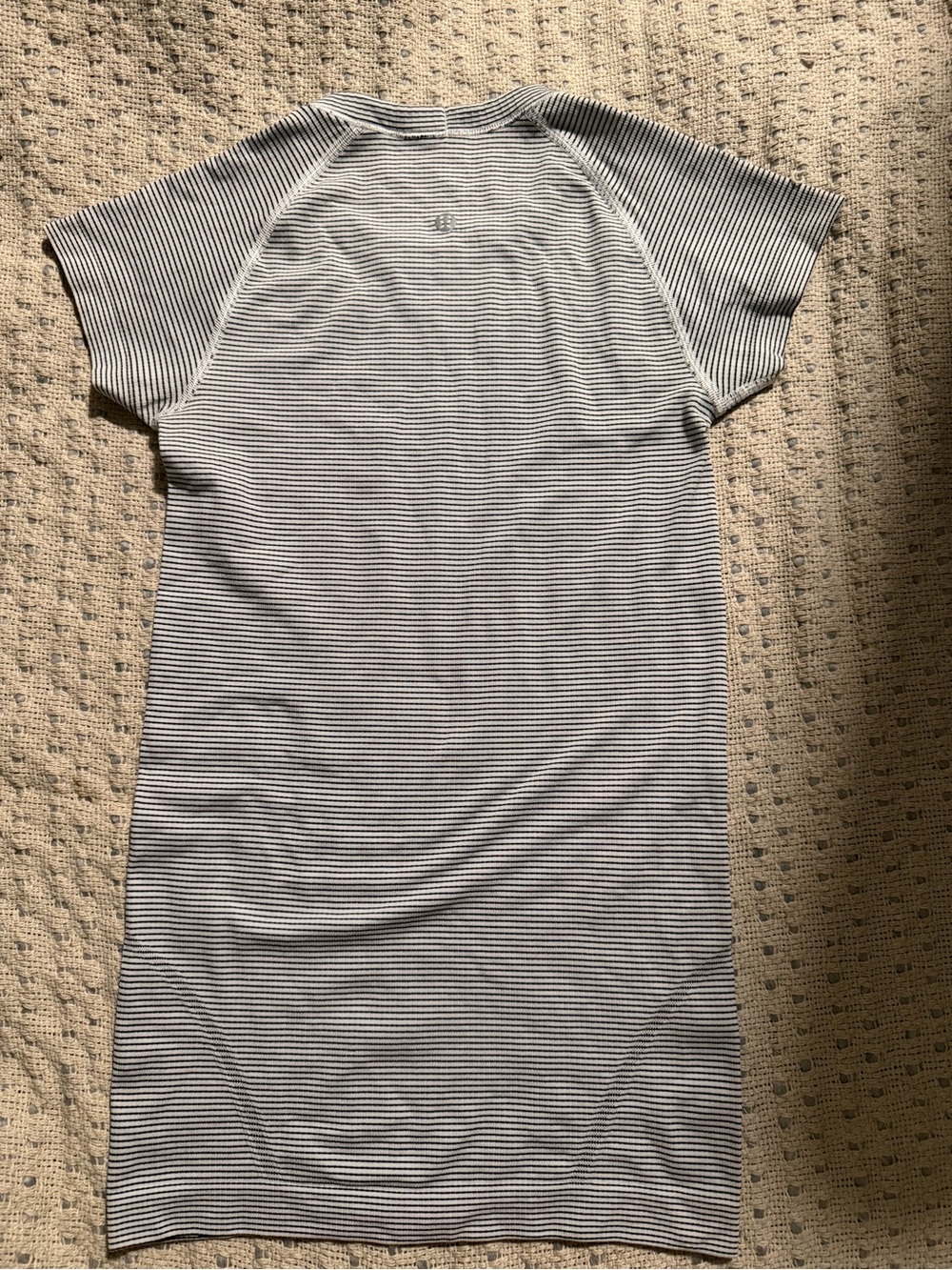 Lululemon ' Short Sleeve Stripe Tee Dress in White and Black